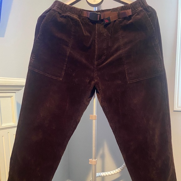 Gramicci Cropped Corduroy Loose Tapered Ridge Pants - Deep Brown - Picture 1 of 5
